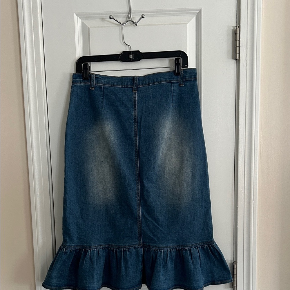 Hayden Denim Asymmetrical Button Skirt - Picture 4 of 4